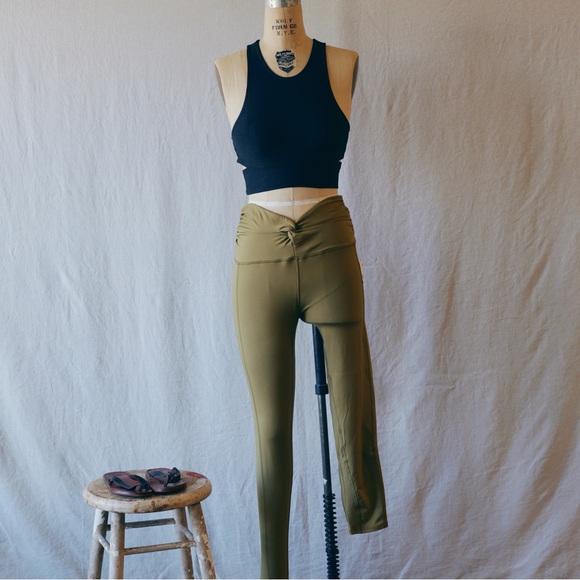Free People Movement Breathe Deeper Leggings in Dusted Military - Picture 6 of 12